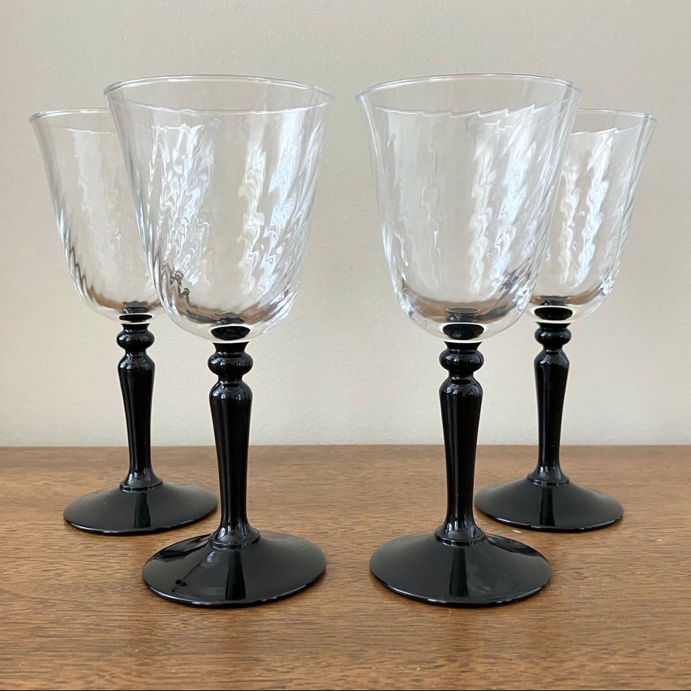 black stem wine glasses